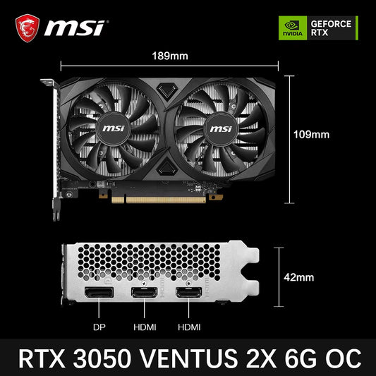 Geforce RTX 3050 VENTUS 2X 6G OC Gaming Graphics Card 6GB GDDR6 96-Bit HDMI DP PCI-E 4.0X8 Desktop Full New Game Video Card